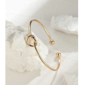 18K Gold Bangle Bracelet Gold Knot Bracelet Gold Adjustable Bracelet Gold NEW